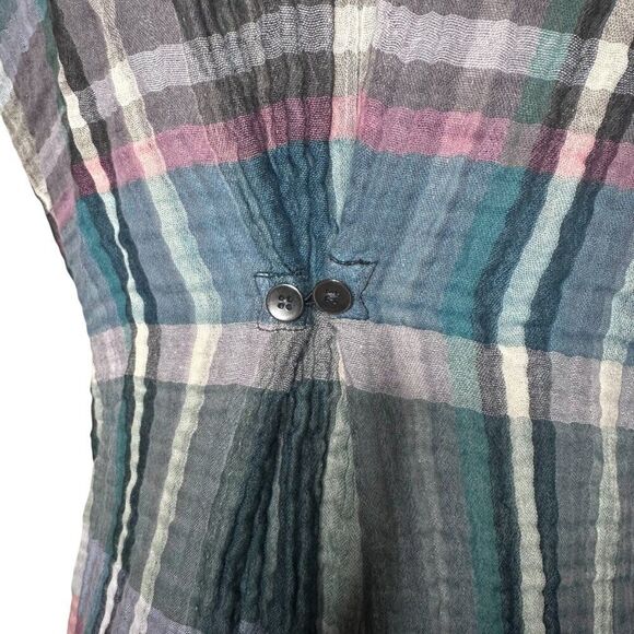 Anthro Holding Horses shirt dress gauze Small plaid button down - Picture 6 of 8